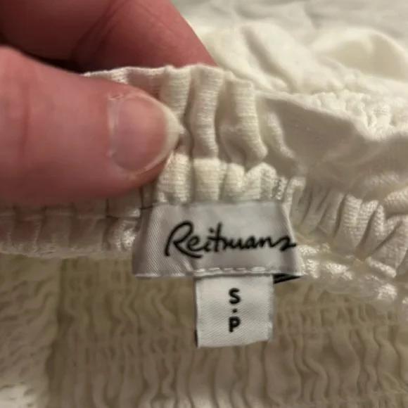 White Linen Peplum Top, Sz S - Picture 6 of 8